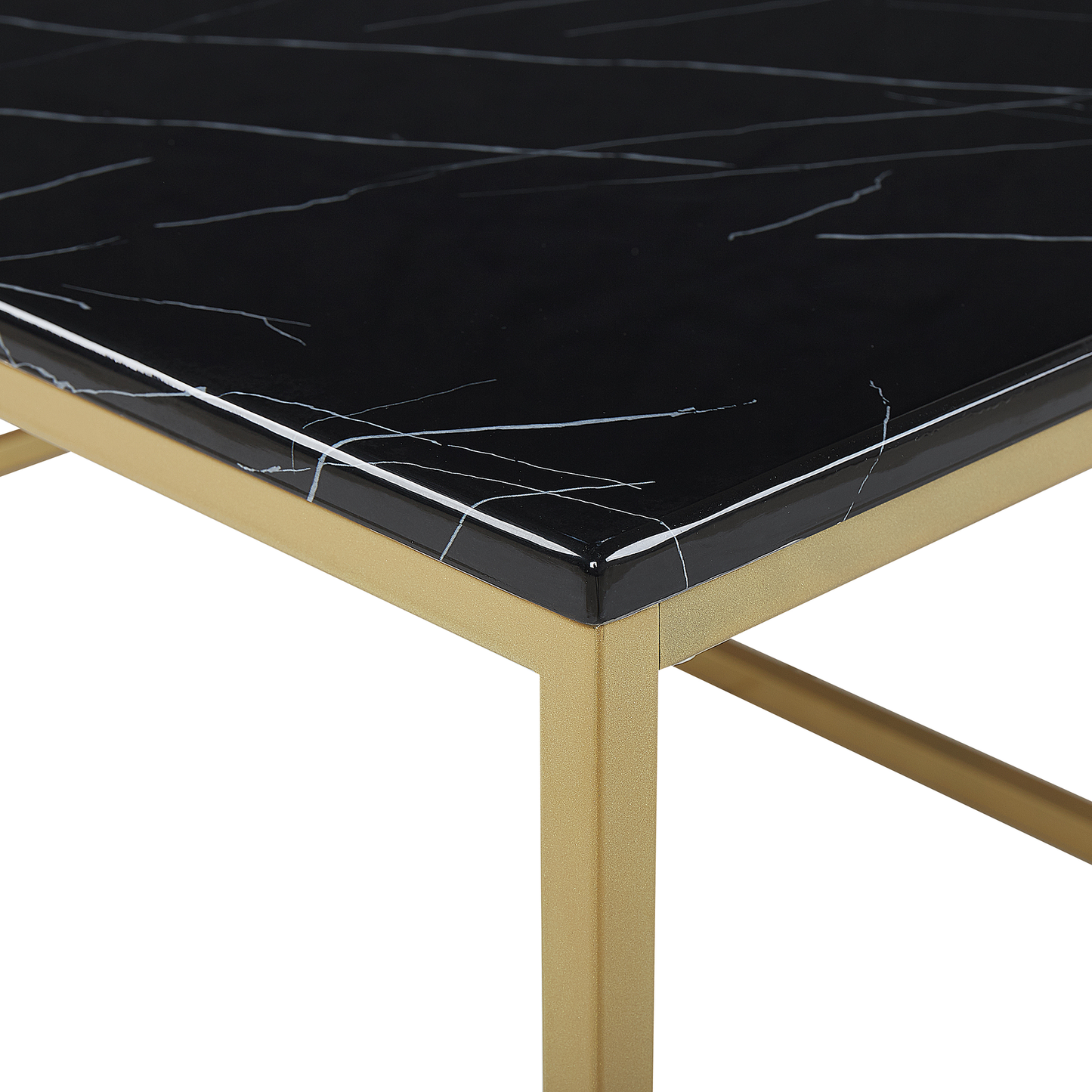 Couchtisch Marmor Optik schwarz / gold rechteckig 60 x 100 cm DELANO