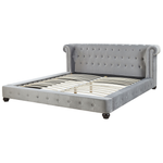 Bett mit Lattenrost Samtstoff CAVAILLON 180 x 200 cm Hellgrau