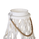Windlichtsäulen TONGA Bambusholz 56 cm Weiss