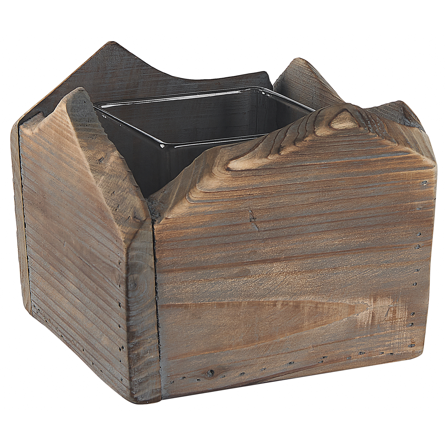 Kerzenständer 2er Set PLATEROS Holz 15/12 cm Dunkelbraun