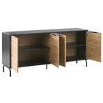 Sideboard schwarz / heller Holzfarbton 4 Türen ARKLEY