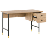 Schreibtisch schwarz / heller Holzfarbton 120 x 60 cm 2 Schubladen ABILEN