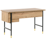 Schreibtisch schwarz / heller Holzfarbton 120 x 60 cm 2 Schubladen ABILEN