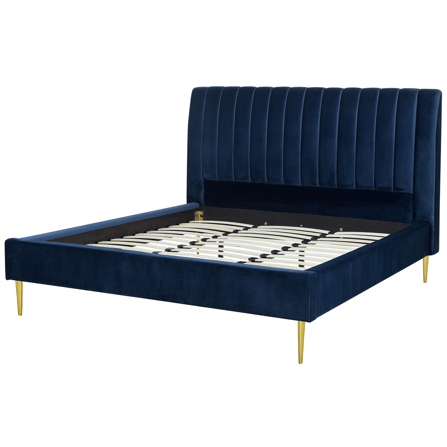 Bett mit Lattenrost Samtstoff MARVILLE 180 x 200 cm Marineblau
