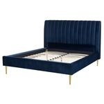 Bett mit Lattenrost Samtstoff MARVILLE 160 x 200 cm Marineblau
