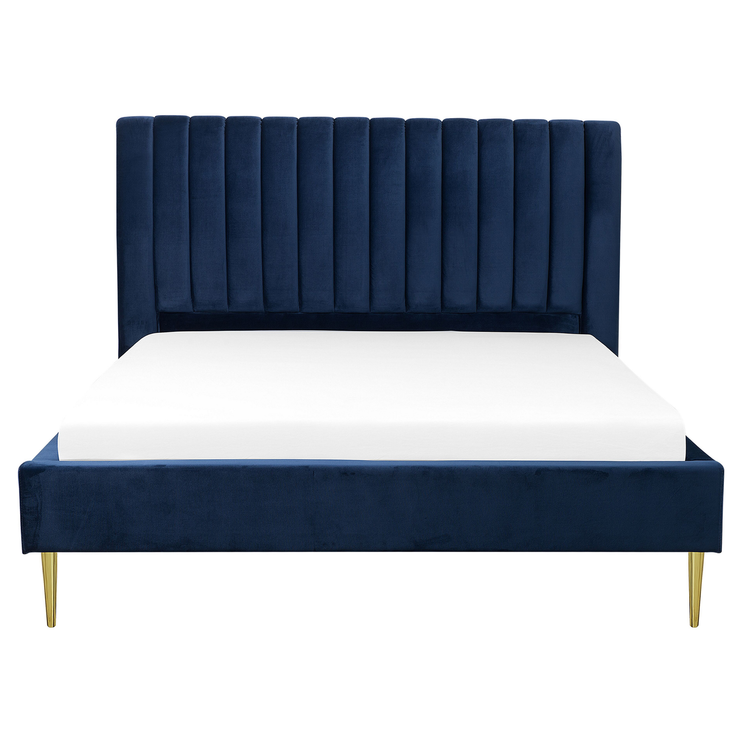 Bett mit Lattenrost Samtstoff MARVILLE 160 x 200 cm Marineblau