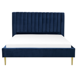 Bett mit Lattenrost Samtstoff MARVILLE 160 x 200 cm Marineblau