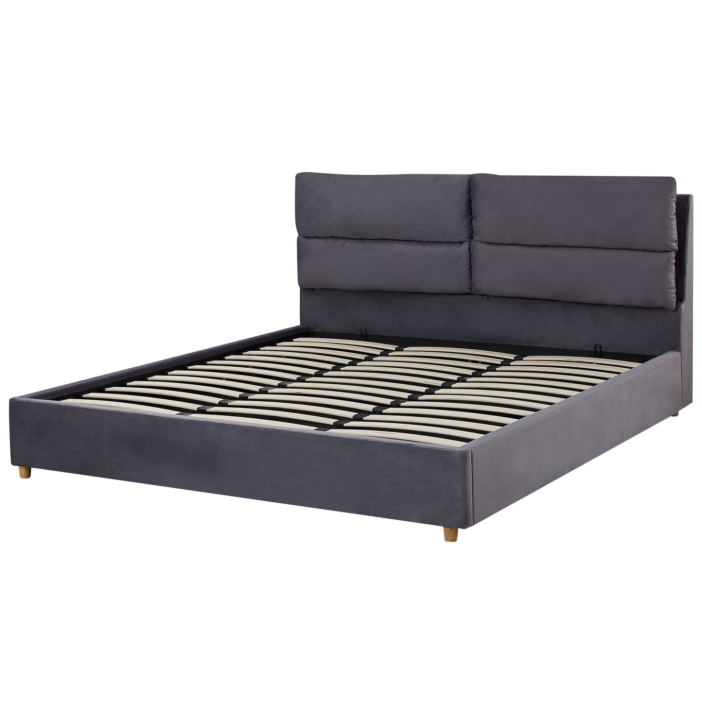 Bett mit Stauraum Samtstoff BATILLY 180 x 200 cm Grau
