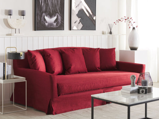 3-Sitzer Sofa rot abnehmbarer Bezug GILJA