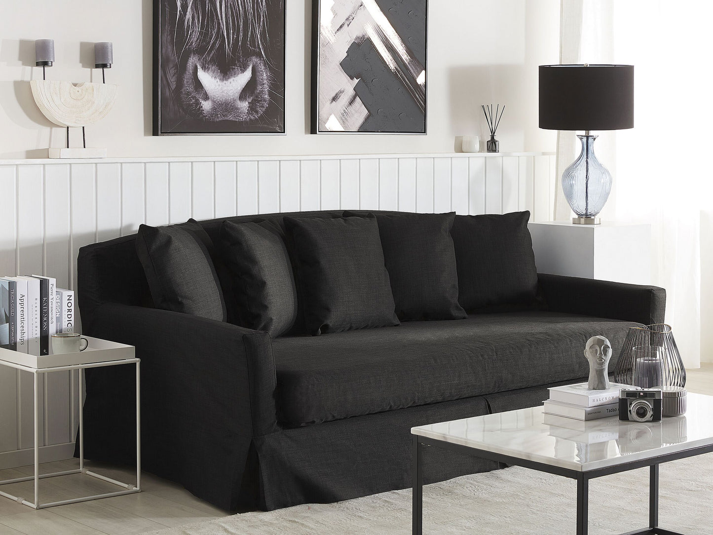 3-Sitzer Sofa schwarz abnehmbarer Bezug GILJA