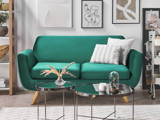 Bezug für 2-Sitzer Sofa BERNES Samtstoff Grün