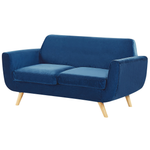 Bezug für 2-Sitzer Sofa BERNES Samtstoff Marineblau