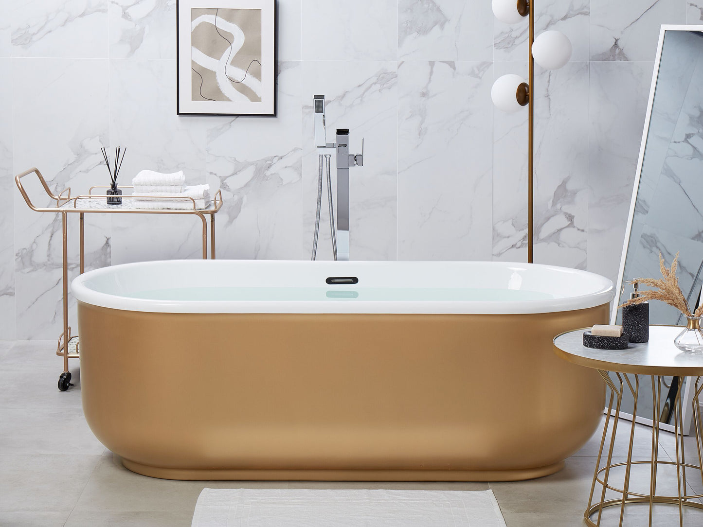 Badewanne freistehend gold oval 170 x 80 cm PINEL