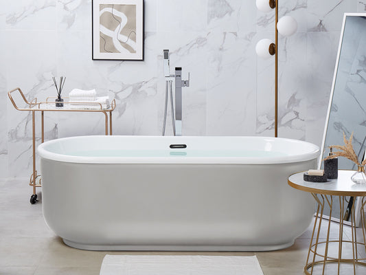 Badewanne freistehend silber oval 170 x 80 cm PINEL