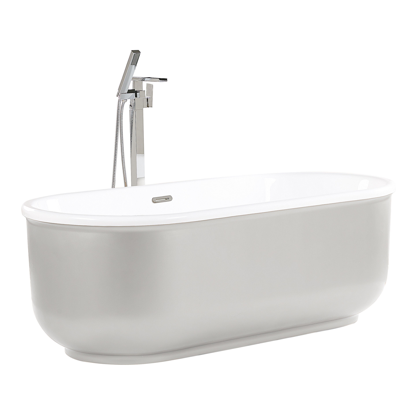 Badewanne freistehend silber oval 170 x 80 cm PINEL