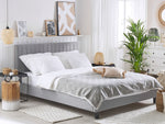 Bett mit Lattenrost Stoff POITIERS 180 x 200 cm Hellgrau