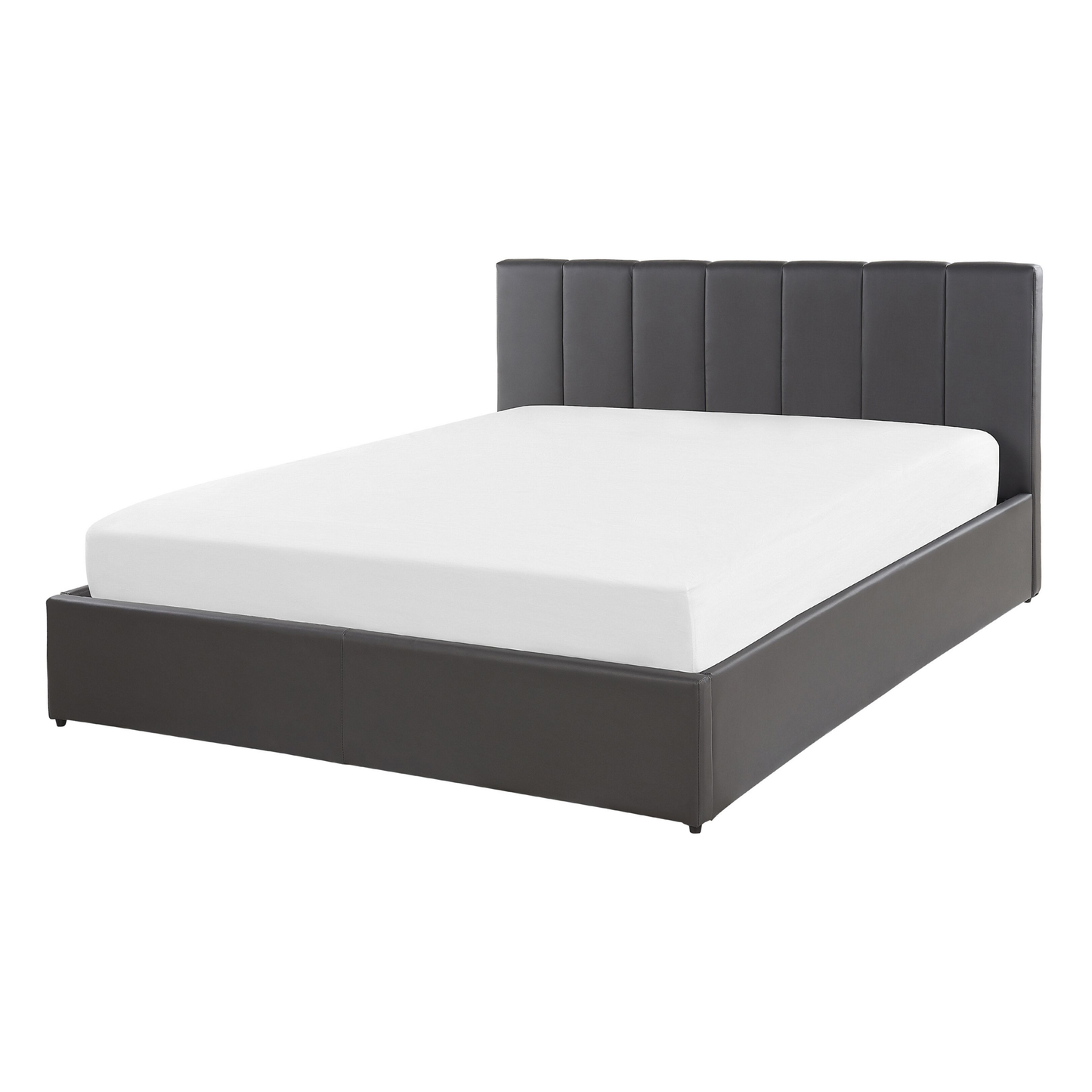 Bett mit Stauraum Kunstleder DREUX 140 x 200 cm Dunkelgrau