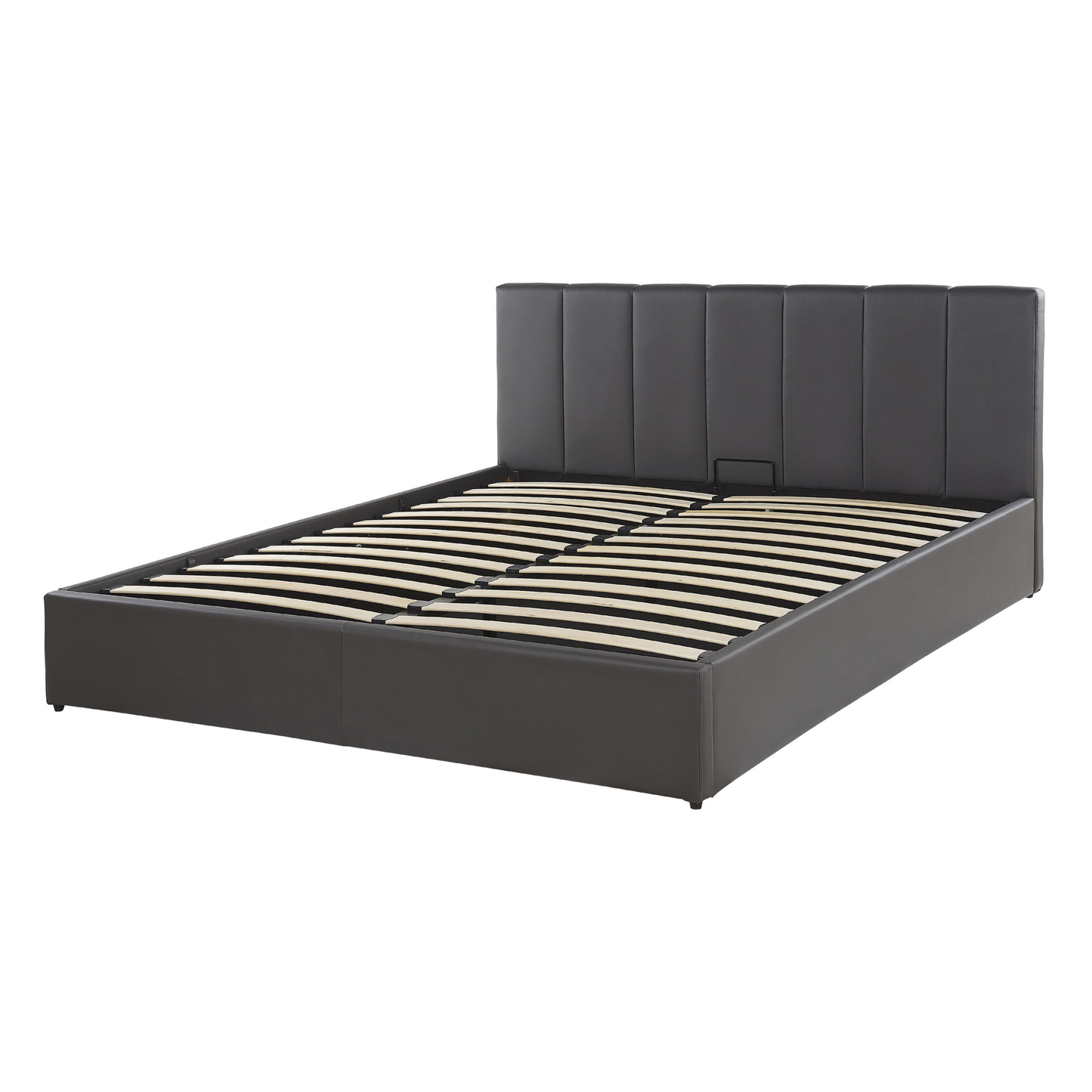 Bett mit Stauraum Kunstleder DREUX 140 x 200 cm Dunkelgrau