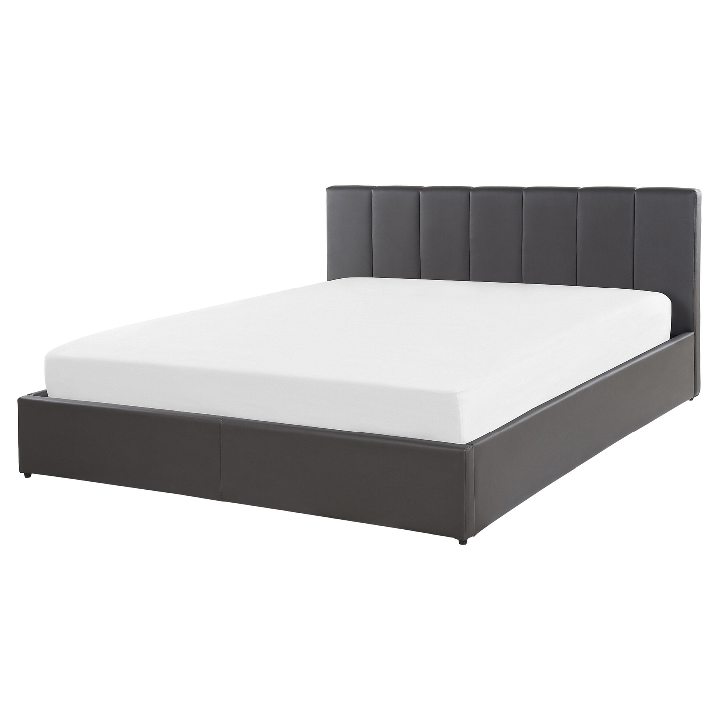 Bett mit Stauraum Kunstleder DREUX 160 x 200 cm Dunkelgrau