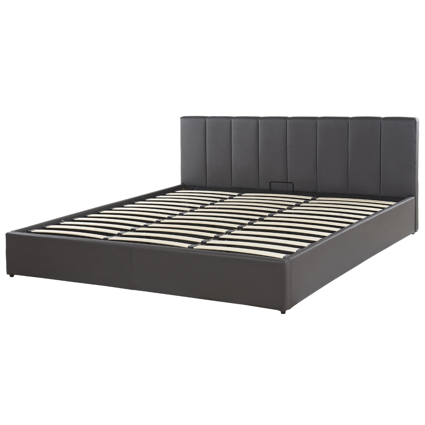 Bett mit Stauraum Kunstleder DREUX 180 x 200 cm Dunkelgrau