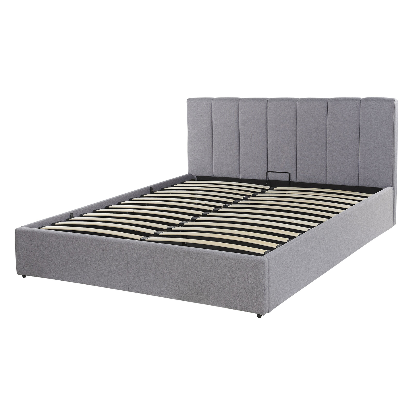 Bett mit Stauraum Stoff DREUX 140 x 200 cm Hellgrau