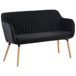 2-Sitzer Küchensofa Samtstoff schwarz / heller Holzfarbton TABY