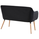 2-Sitzer Küchensofa Samtstoff schwarz / heller Holzfarbton TABY