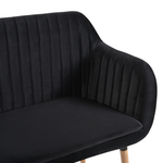 2-Sitzer Küchensofa Samtstoff schwarz / heller Holzfarbton TABY