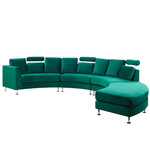 7-Sitzer Sofa Samtstoff dunkelgrün halbrund mit Ottomane ROTUNDE