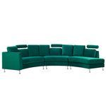 7-Sitzer Sofa Samtstoff dunkelgrün halbrund mit Ottomane ROTUNDE