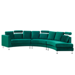 7-Sitzer Sofa Samtstoff dunkelgrün halbrund mit Ottomane ROTUNDE
