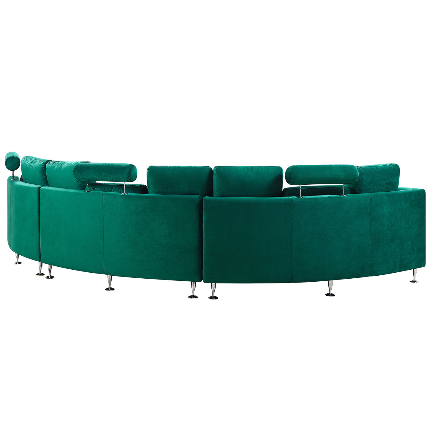 7-Sitzer Sofa Samtstoff dunkelgrün halbrund mit Ottomane ROTUNDE