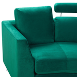 7-Sitzer Sofa Samtstoff dunkelgrün halbrund mit Ottomane ROTUNDE