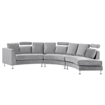 7-Sitzer Sofa Samtstoff hellgrau halbrund mit Ottomane ROTUNDE