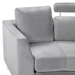 7-Sitzer Sofa Samtstoff hellgrau halbrund mit Ottomane ROTUNDE