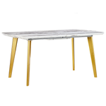 Ausziehbarer Esstisch MOSBY Weiss / Gold 160/200 cm 90 cm