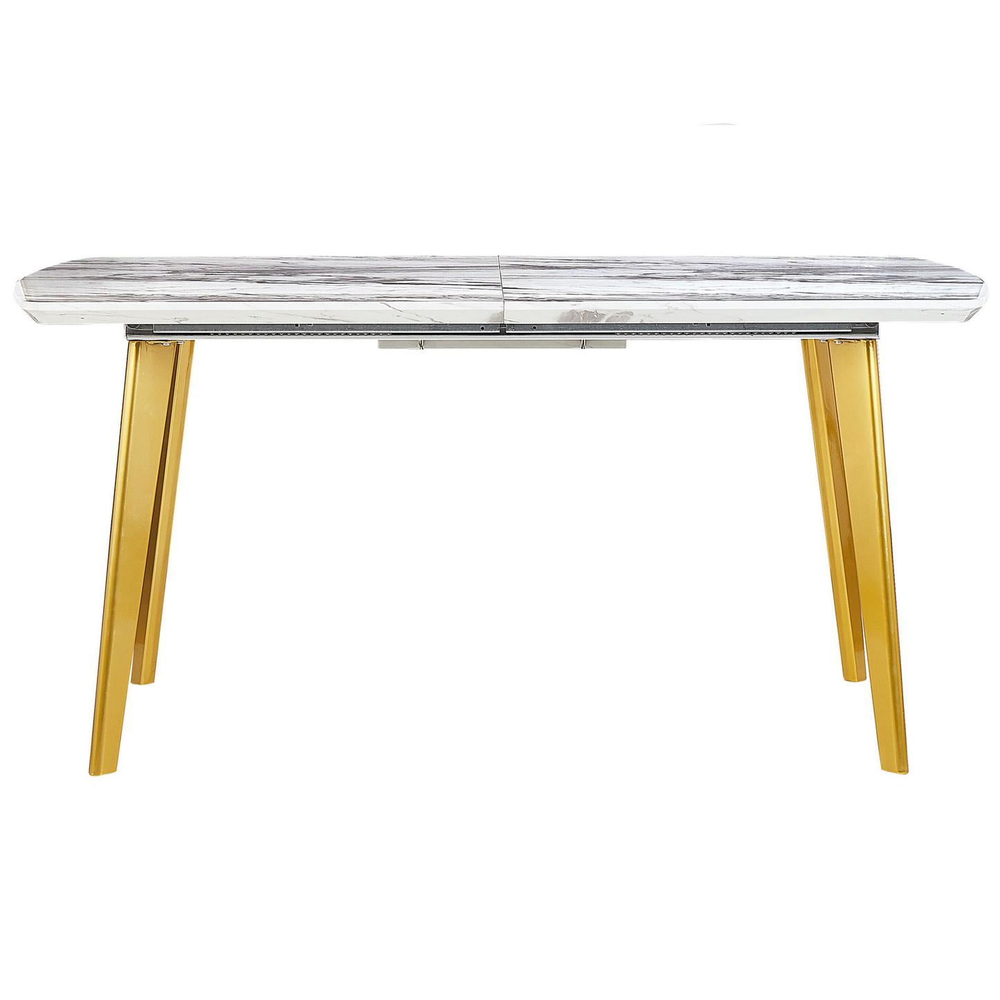 Ausziehbarer Esstisch MOSBY Weiss / Gold 160/200 cm 90 cm