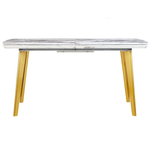 Ausziehbarer Esstisch MOSBY Weiss / Gold 160/200 cm 90 cm