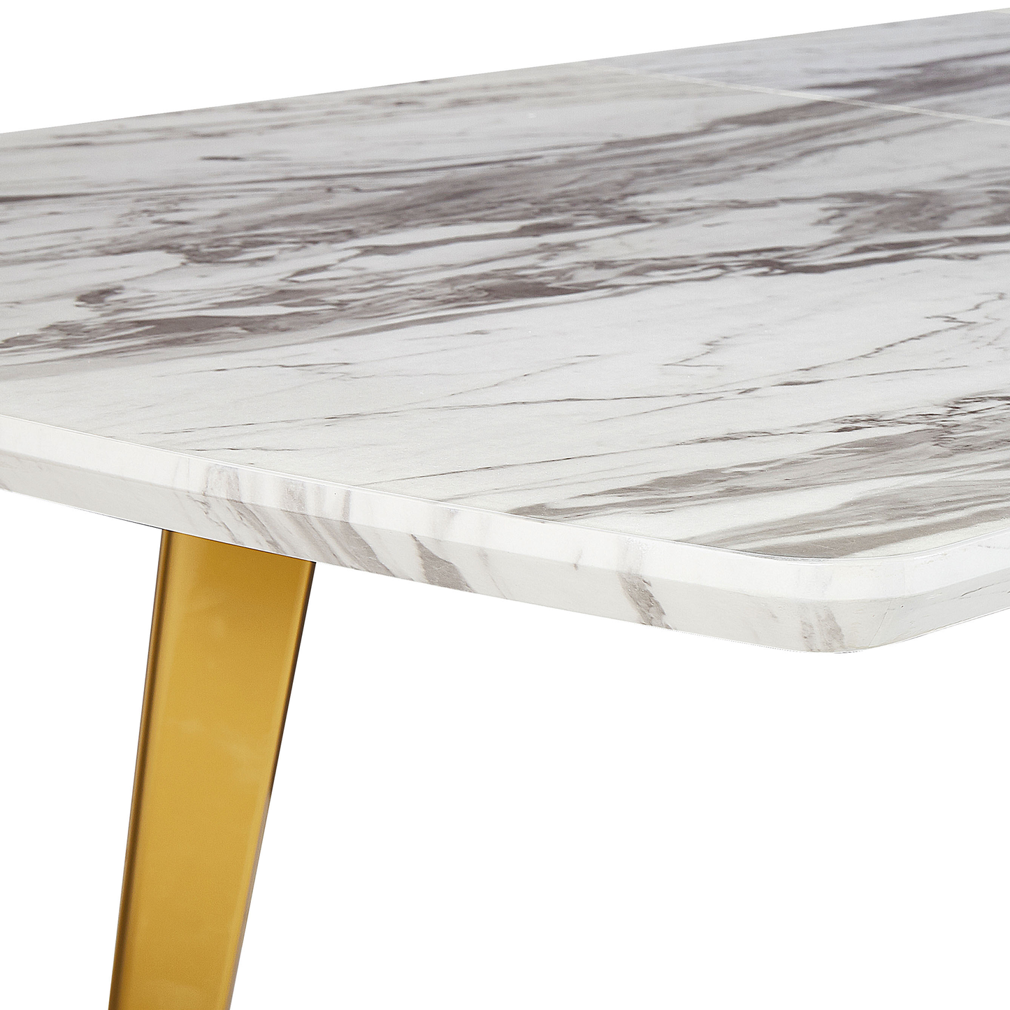 Ausziehbarer Esstisch MOSBY Weiss / Gold 160/200 cm 90 cm