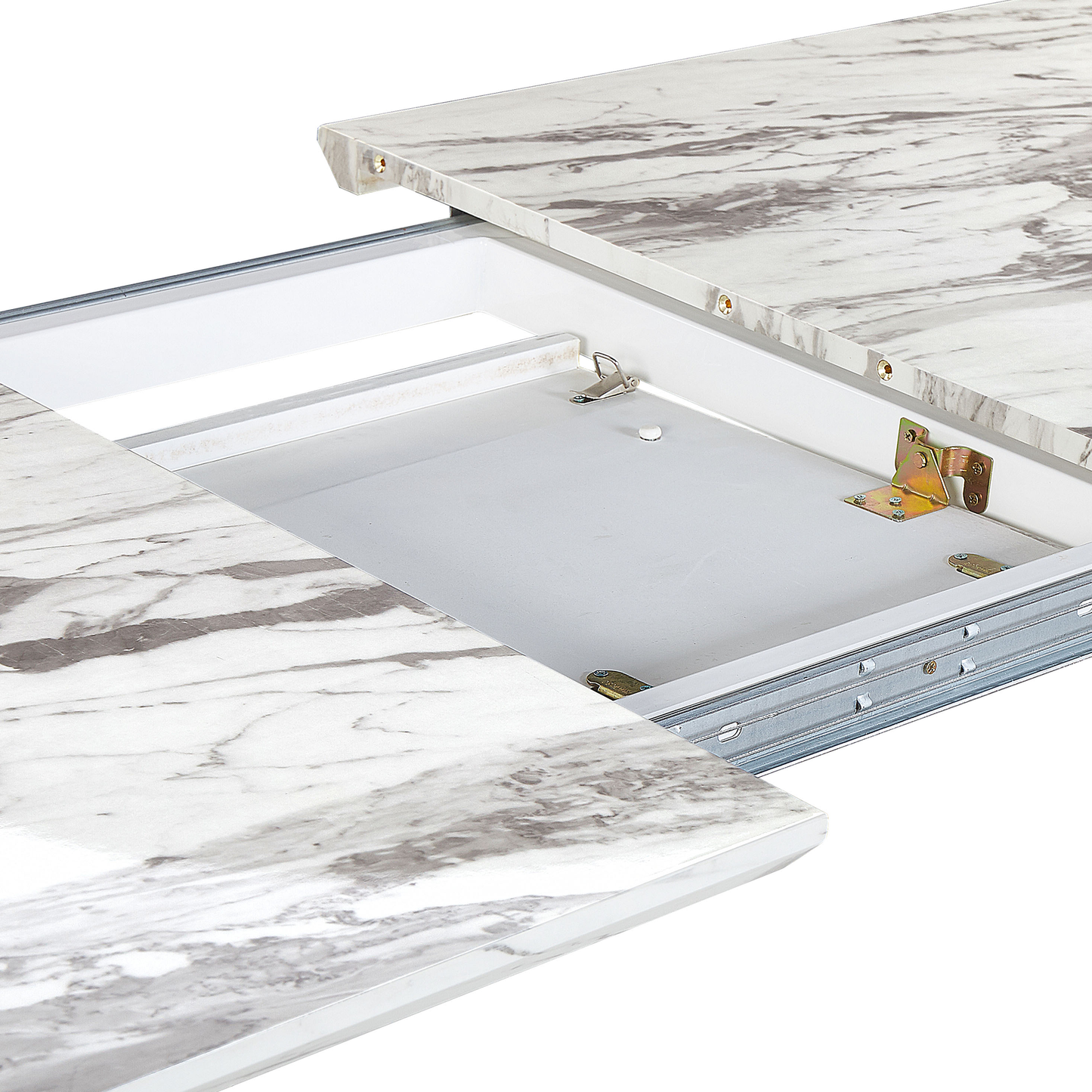 Ausziehbarer Esstisch MOSBY Weiss / Gold 160/200 cm 90 cm