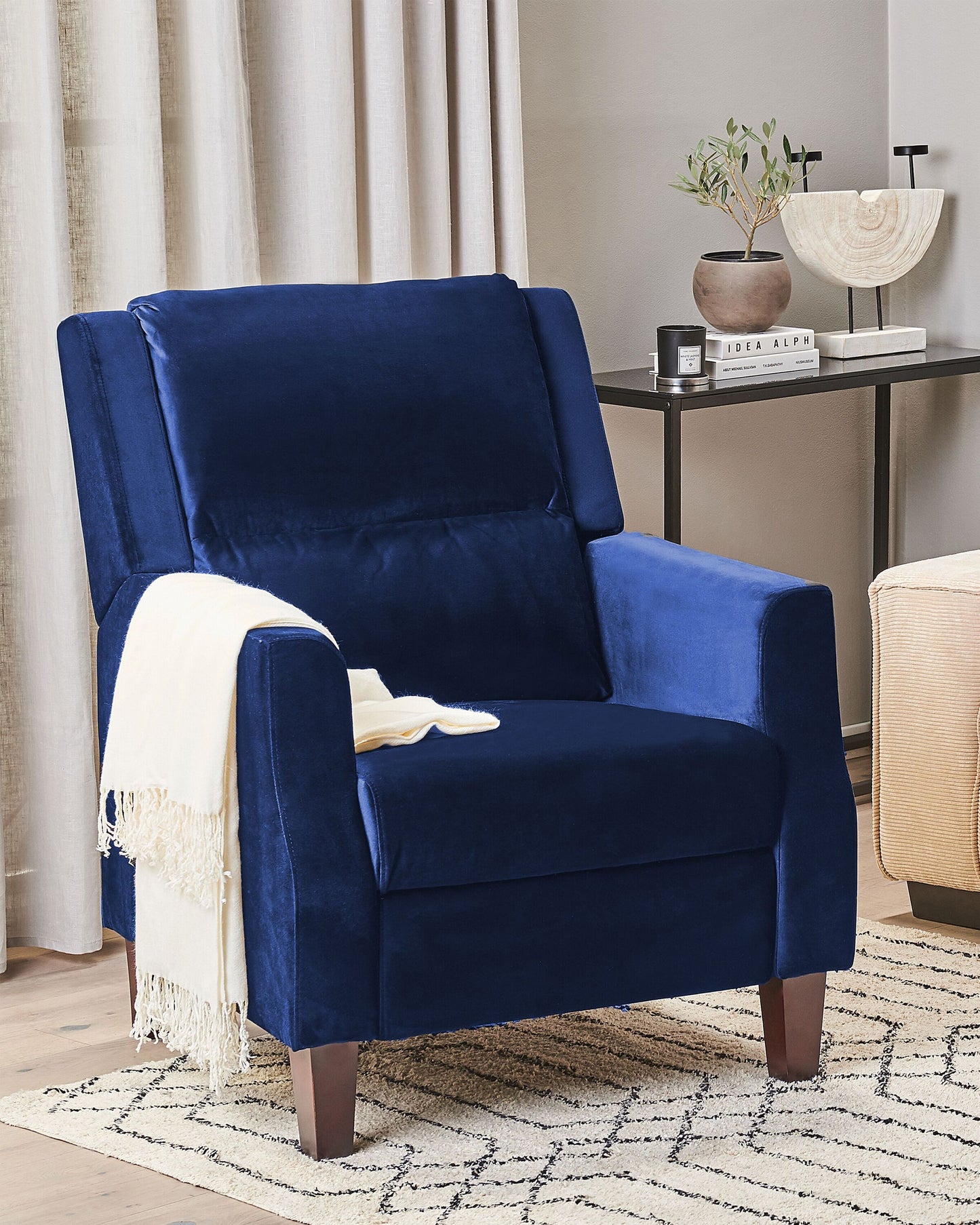 Sessel Samtstoff marineblau verstellbar EGERSUND