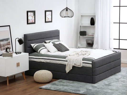 Bett mit Lattenrost Stoff VALBONNE 180 x 200 cm Dunkelgrau