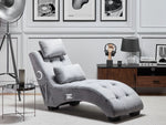 Chaiselongue Samtstoff mit Bluetooth Lautsprecher USB-Port hellgrau SIMORRE