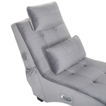 Chaiselongue Samtstoff mit Bluetooth Lautsprecher USB-Port hellgrau SIMORRE