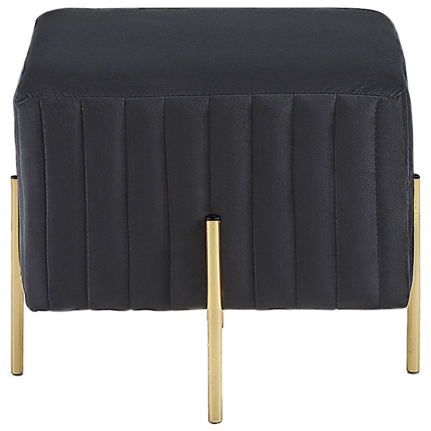Pouf schwarz Samtstoff goldene Metallbeine 45 x 45 cm DAYTON