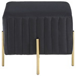 Pouf schwarz Samtstoff goldene Metallbeine 45 x 45 cm DAYTON