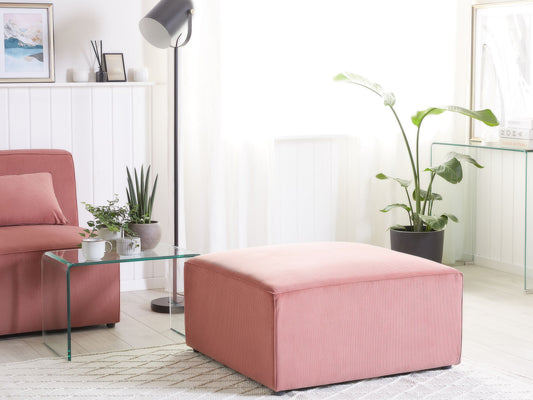 Ottomane Cord rosa quadratisch 83 x 83 cm LEMVIG