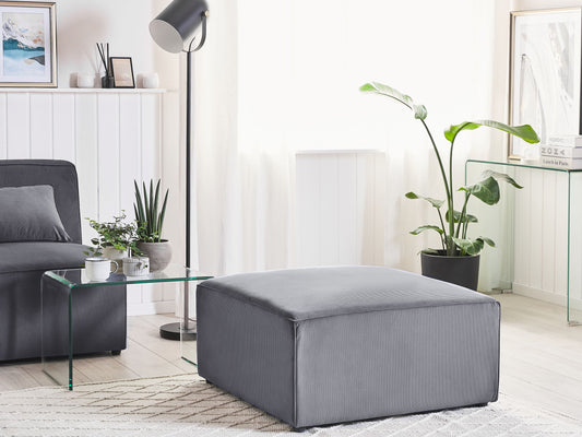 Ottomane Cord grau quadratisch 83 x 83 cm LEMVIG