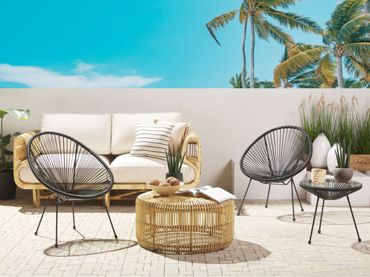 Gartenstuhl 2er Set ACAPULCO II Polyrattan Schwarz