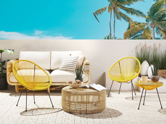 Gartenstuhl 2er Set ACAPULCO II Polyrattan Gelb